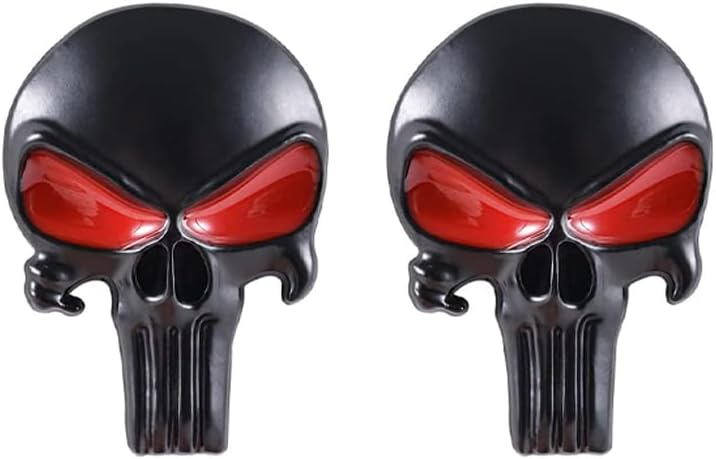 Skipwall Tactical 3D Metal Magwell Decal Sticker for Magazine Decoration Badge，Stylish and Fit Perfectly on Magwell Location (Skull Red Eye) - Image 1