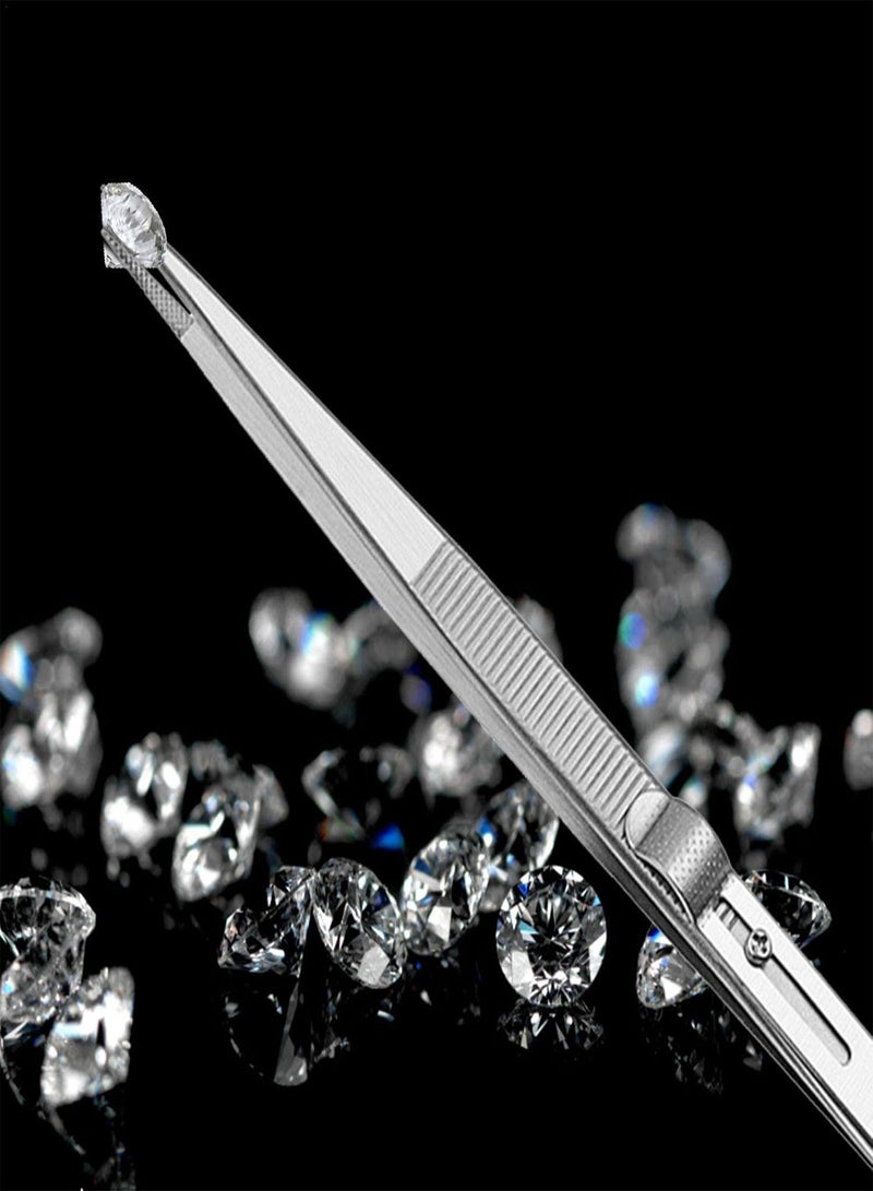 GGOOT Stainless Steel Precision Tweezers | 6.4 Inch Anti-Static Tweezers with Sliding Lock Design,Adjustable Tweezers for Electronics, Soldering, Jewelry, Craft, Laboratory Work, DIY - Image 2