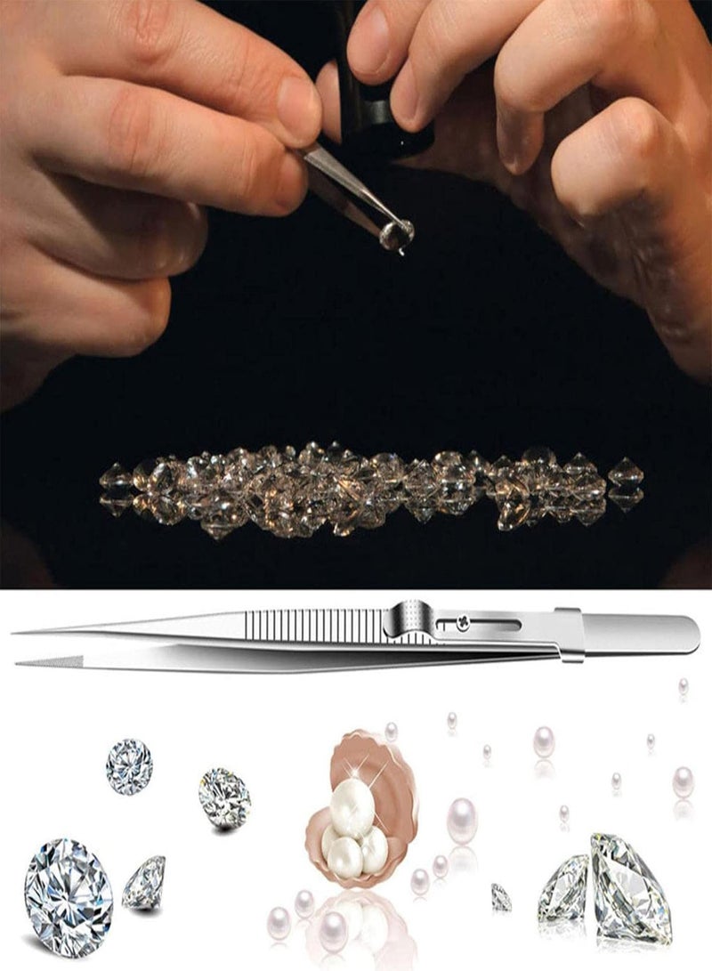 GGOOT Stainless Steel Precision Tweezers | 6.4 Inch Anti-Static Tweezers with Sliding Lock Design,Adjustable Tweezers for Electronics, Soldering, Jewelry, Craft, Laboratory Work, DIY - Image 3