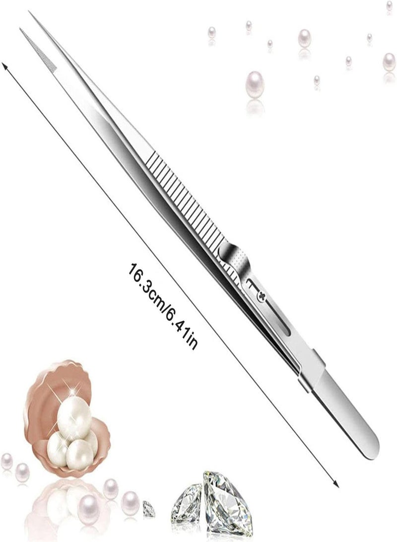 GGOOT Stainless Steel Precision Tweezers | 6.4 Inch Anti-Static Tweezers with Sliding Lock Design,Adjustable Tweezers for Electronics, Soldering, Jewelry, Craft, Laboratory Work, DIY - Image 4