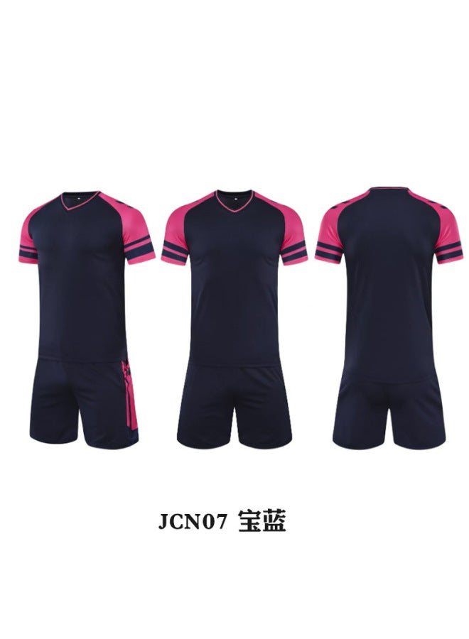 Jcn07 Sapphire Blue Light Plate Short Sleeve Football Jersey - Image 1