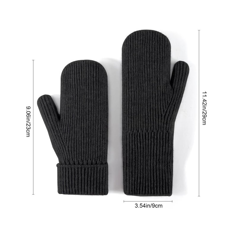 Bototack Winter Mittens for Women Men Warm Fleece Lining Stretchy Kit Thermal Snow Gloves for Cold Weather Gifts (Black) - Image 5