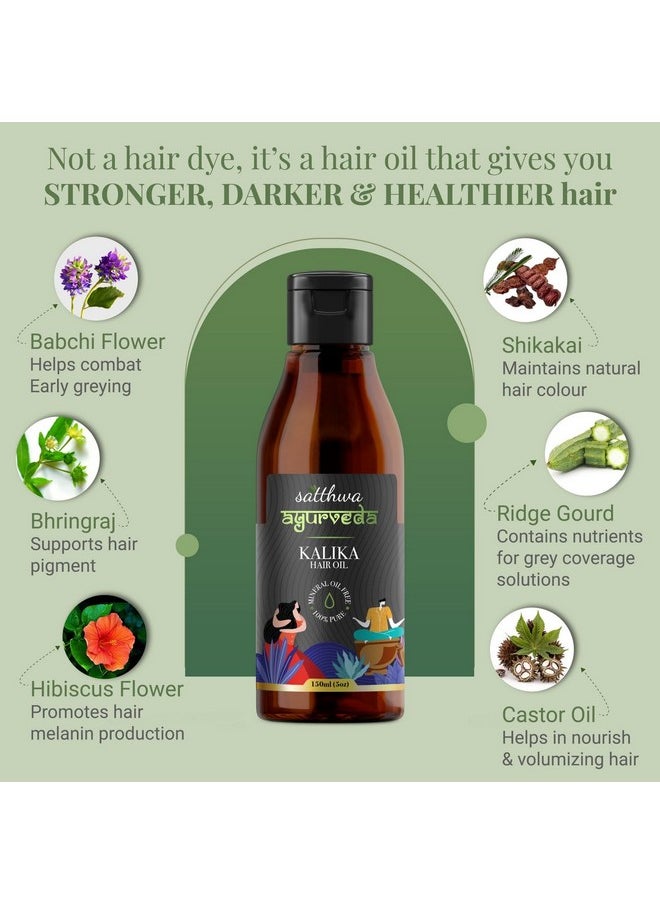 Satthwa - Kalika Hair Oil - 300Ml, Ayurvedic Anti-Grey Solution For Men & Women - With Ridge Gourd, Kale Til Ka Tel - For Darkening Hair, Delays Greying, Adds Shine & Reduces Hair Fall (Pack Of 2) - Image 1