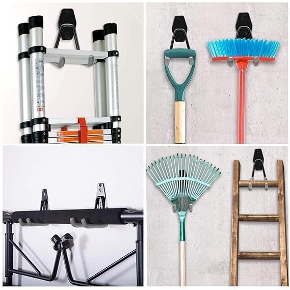 Riddhin Garagepack of 1 1 pcs Wall Hooks Organizer with AntiSlip Coating Hangers Strong Capacity Space Saving for Organizing Power Tools Ladders Bulk Items Bikes Ropes and More Equipment Pack of 1  - Image 3
