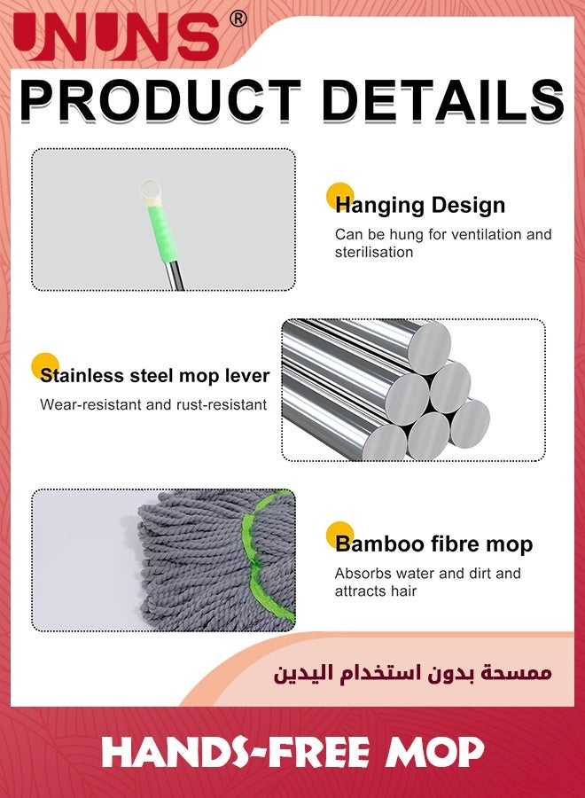 UNUNS Self Wringing Mop for Floor Cleaning,Long Handled Twist Mop with 2 mop heads for Kitchen,Home Office,Restaurant,Warehouses,Green  - Image 3