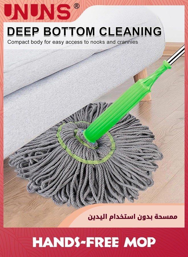 UNUNS Self Wringing Mop for Floor Cleaning,Long Handled Twist Mop with 2 mop heads for Kitchen,Home Office,Restaurant,Warehouses,Green  - Image 4