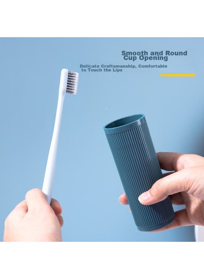 Jajalin Toothbrush Holder, Travel Portable Toothbrush Cup, Dental Care Case, Toothbrush Tube, Mouthwash Cup, Striped Blue - Image 5