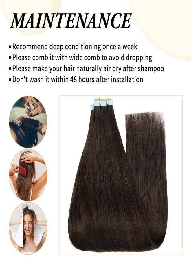 FAAAL RealHair 22 Inch Tape-in Extensions - Invisible Straight Tape Hair Extensions for Women, 20 Pcs/50g, Seamless Skin Weft, Dark Brown Human Hair - Image 5