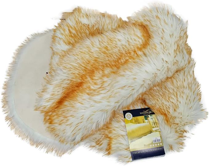 1 PC Fuzzy Faux Sheepskin Wool Fur Car Seat Cover for Auto SUV Trucks Universal Fit, Soft Plush Synthetic Wool Buck Fur Fluffy Car Seat Cushions (Gold) - Image 2