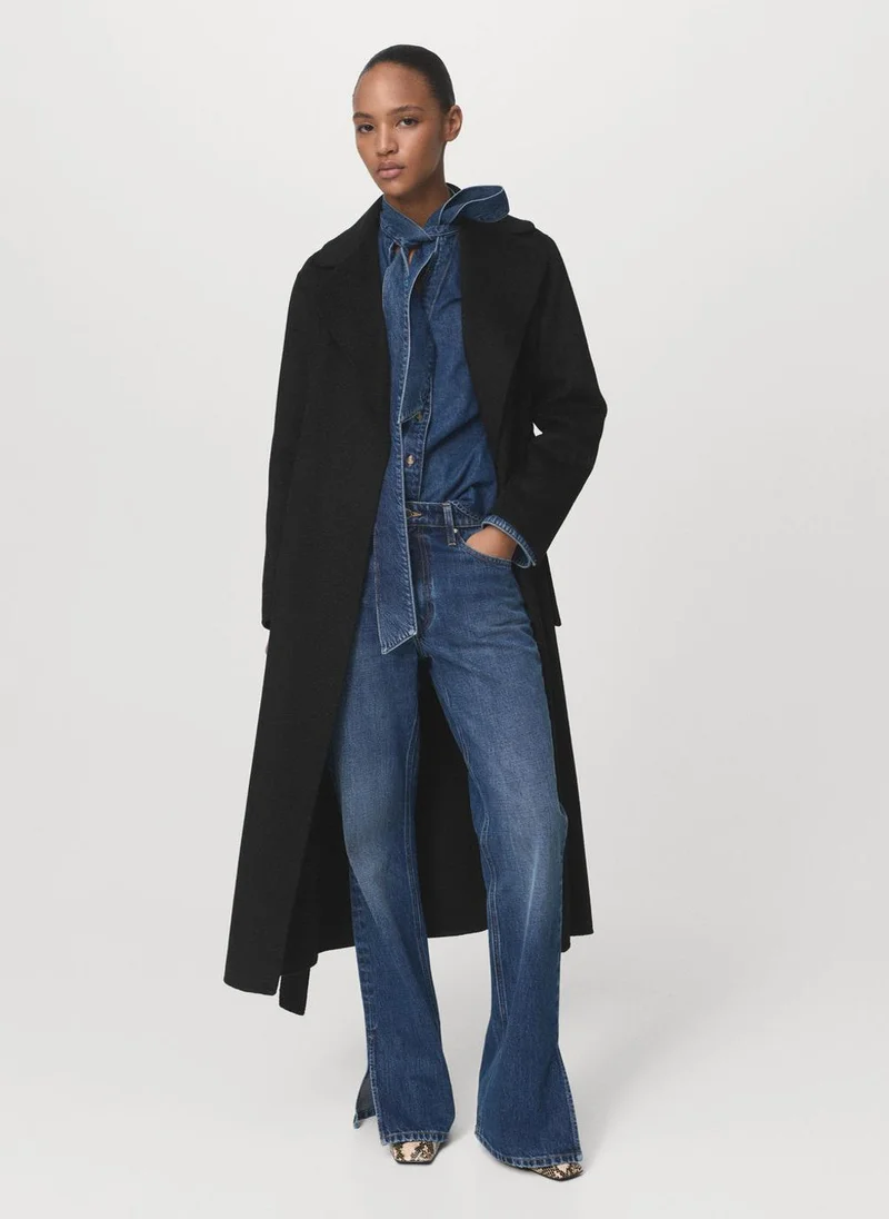 MANGO Wool coat with handmade belt