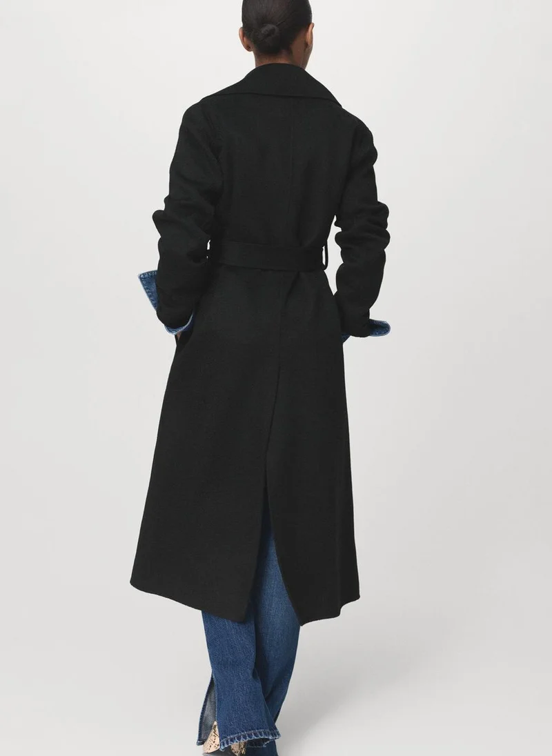 MANGO Wool coat with handmade belt