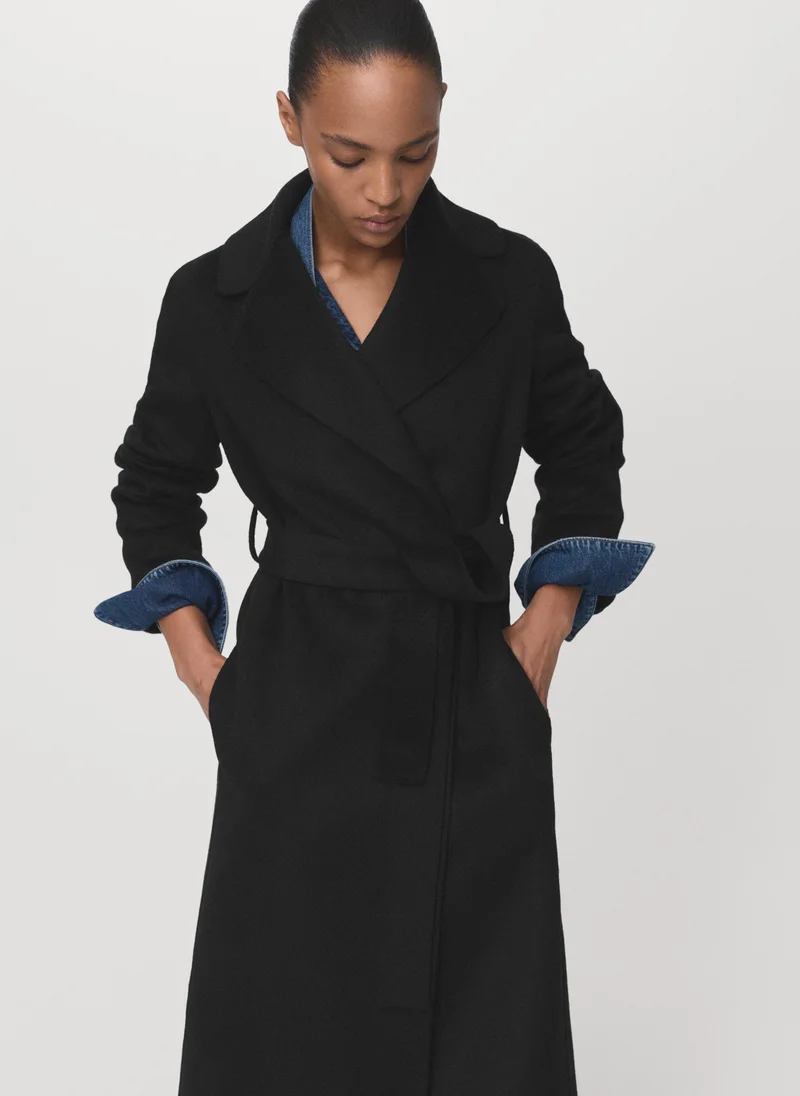 MANGO  Wool coat with handmade belt for Women | Best Price UAE