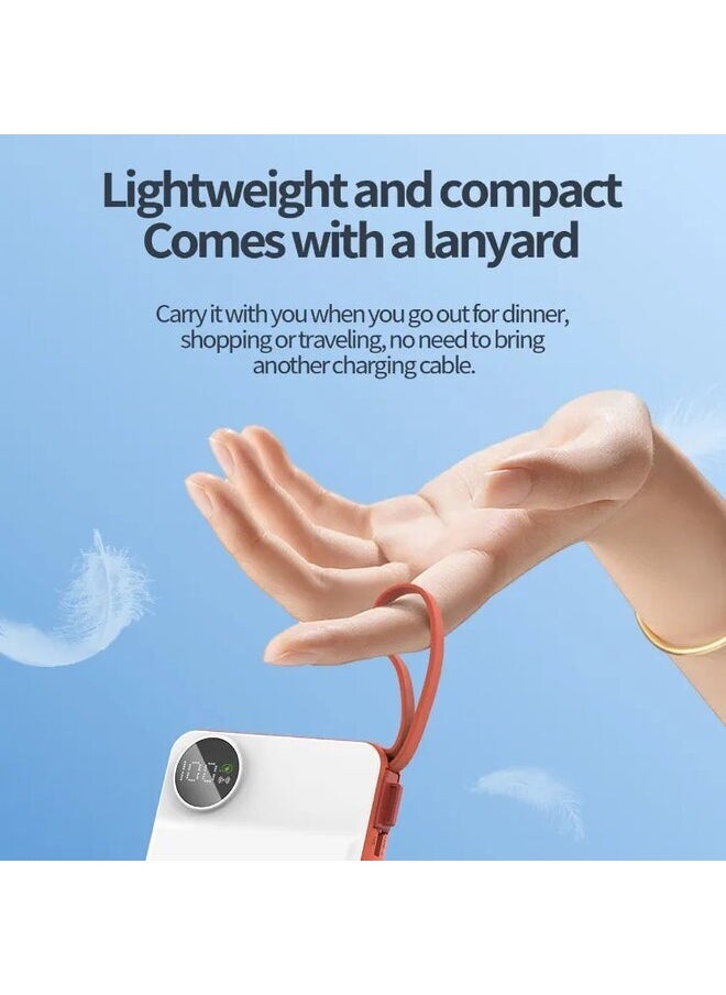 Sendem - 10000mAh Power bank with Built in Cord Wireless and Wired Fast Charging Magnetic Battery - Image 1