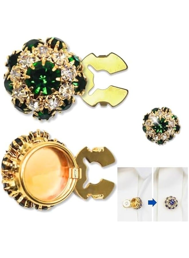 Rhinestone on Covers, on Covers for Women Blouses, Detachable Shirt on Clips ons Jewelry, Crystal Fancy ons for Clothing Decorative ons for Crafting, DIY (24PCS) D  - Image 1
