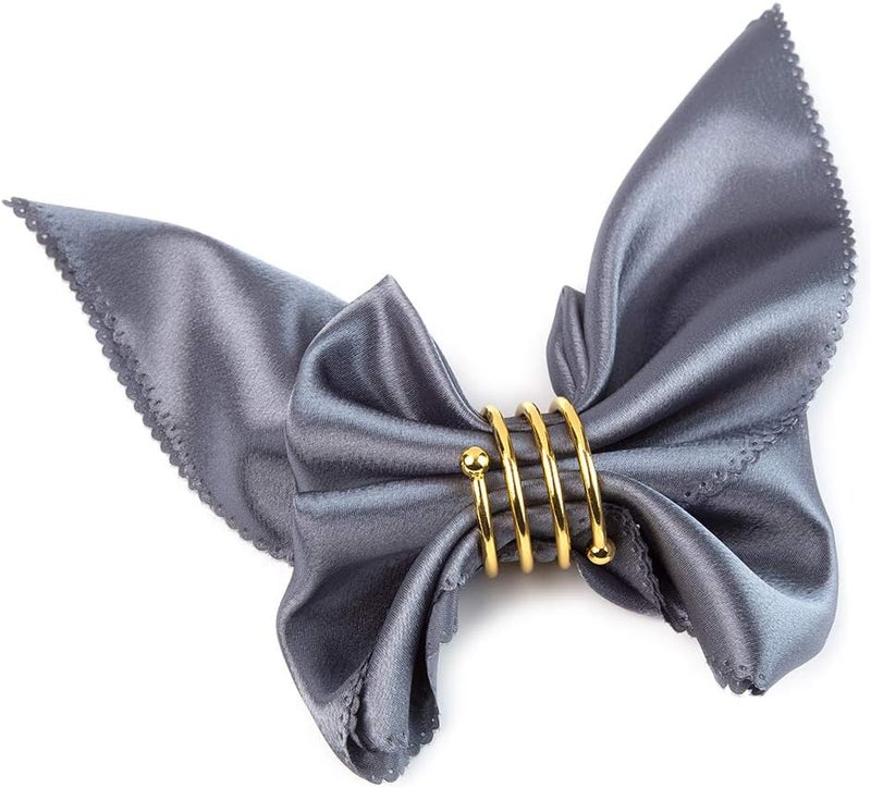 Jofefe 6Pcs Gold Napkin Rings Round Napkin Ring Set of 6 Napkin Holders for Cloth Napkins for Wedding, Thanksgiving, Fall Party, Valentines Day, Easter Table Decor. - Image 2