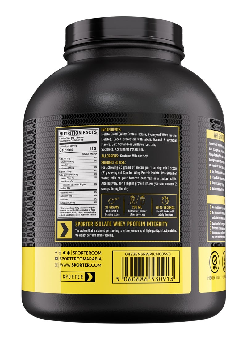 SPORTER - Sporter Whey Protein Isolate – 5lb | 25g Protein Per Serving | Fast-Absorbing & Pure Whey Isolate | Chocolate Flavor | Muscle Growth & Recovery | Low Carb, Zero Added Sugars - Image 1