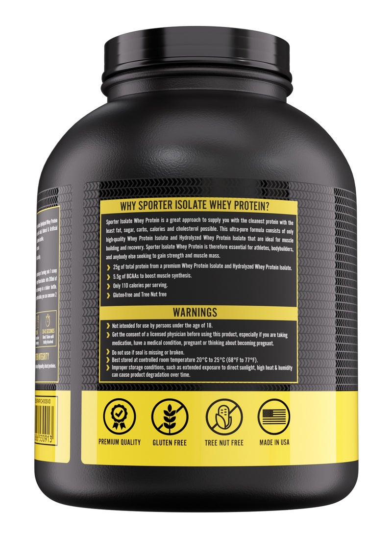 SPORTER - Sporter Whey Protein Isolate – 5lb | 25g Protein Per Serving | Fast-Absorbing & Pure Whey Isolate | Chocolate Flavor | Muscle Growth & Recovery | Low Carb, Zero Added Sugars - Image 1