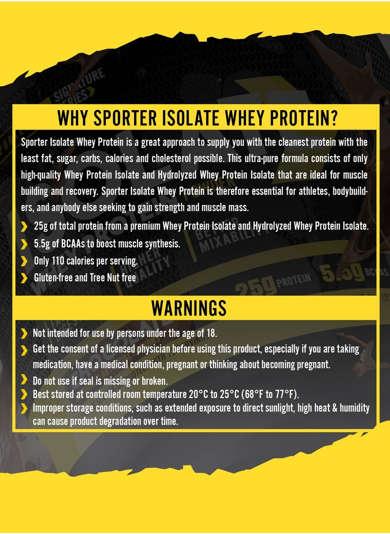 SPORTER - Sporter Whey Protein Isolate – 5lb | 25g Protein Per Serving | Fast-Absorbing & Pure Whey Isolate | Chocolate Flavor | Muscle Growth & Recovery | Low Carb, Zero Added Sugars - Image 1