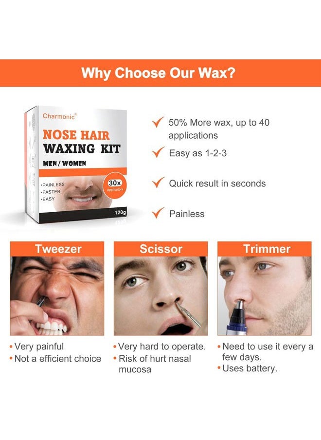 Charmonic 120g Charmonic Nose Hair Waxing Kit with 30 Applicators, Quick and Painless Removal for Men and Women, Enough for 15-20 Uses  - Image 3