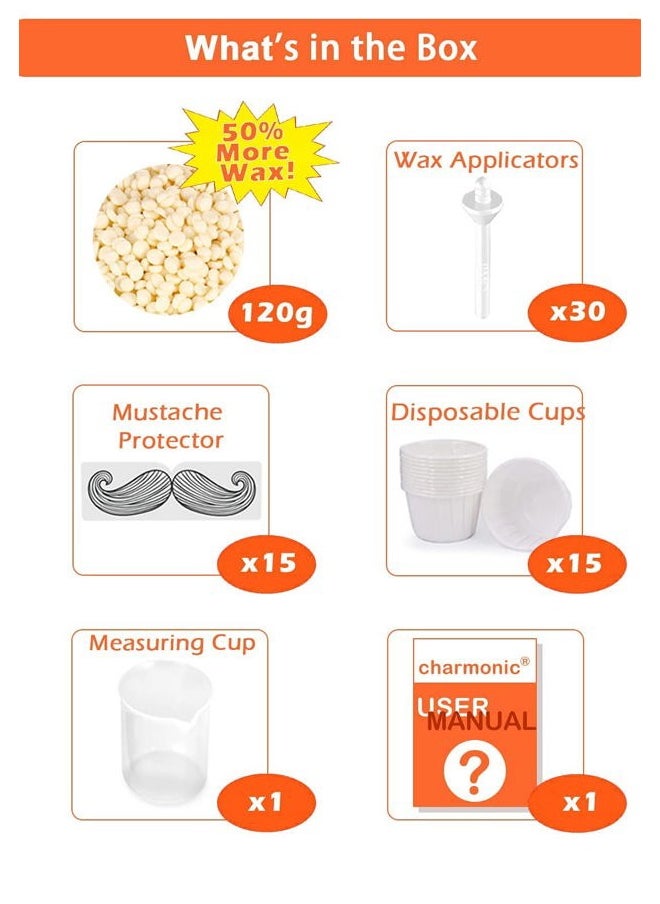 Charmonic 120g Charmonic Nose Hair Waxing Kit with 30 Applicators, Quick and Painless Removal for Men and Women, Enough for 15-20 Uses  - Image 2