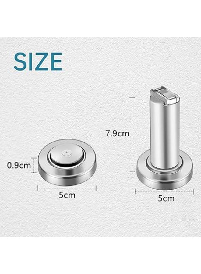 2 Magnetic Door Stop - Stainless Steel Look Door Holder incl. Fixing Material - Magnetic Door Stopper Floor and Wall Mounted - Image 4