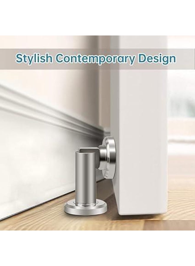 2 Magnetic Door Stop - Stainless Steel Look Door Holder incl. Fixing Material - Magnetic Door Stopper Floor and Wall Mounted - Image 3