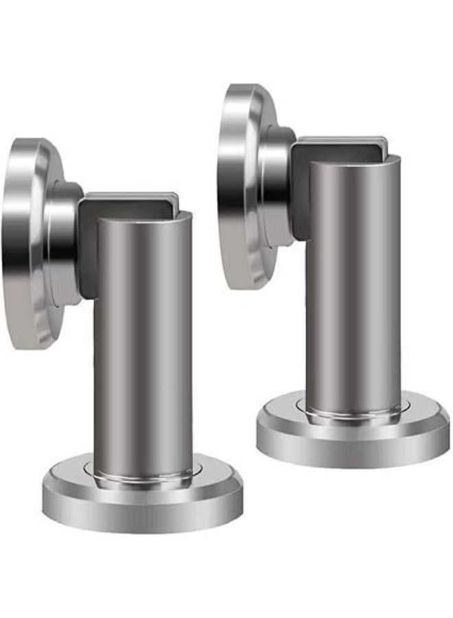 2 Magnetic Door Stop - Stainless Steel Look Door Holder incl. Fixing Material - Magnetic Door Stopper Floor and Wall Mounted - Image 1