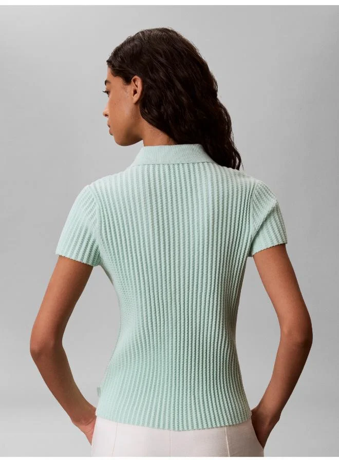 Calvin Klein Zig-Zag Rib Short Sleeve Polo Jumper