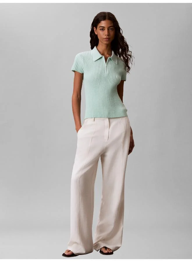 Calvin Klein  Zig-Zag Rib Short Sleeve Polo Jumper for Women | Best Price UAE