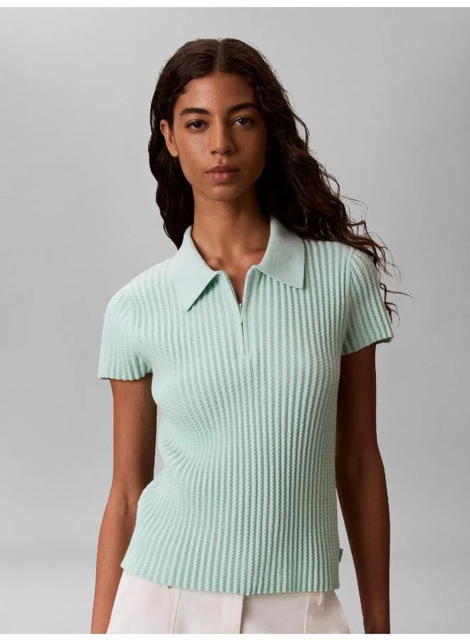 Calvin Klein Zig-Zag Rib Short Sleeve Polo Jumper