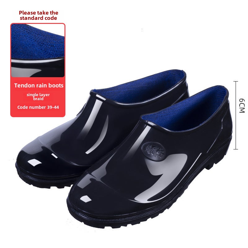Wholesale Kitchen Anti-slip Mens Low-cut Rain Boots 3598 pure black 