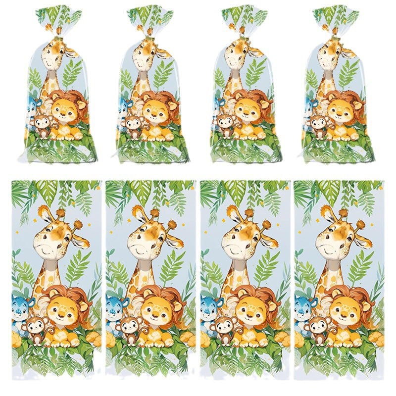 CSTYWC 50PCS Safari Cellophane Treat Bags - Cute Jungle Animals Party Favor - Zoo Animals Print Gift Bags for Baby Shower, Wedding, Birthday - Jungle Themed Party Supplies - Image 4