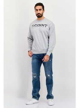 ESPRIT Men Crew Neck Brand Logo Long Sleeve Sweatshirt, Grey  - Image 3