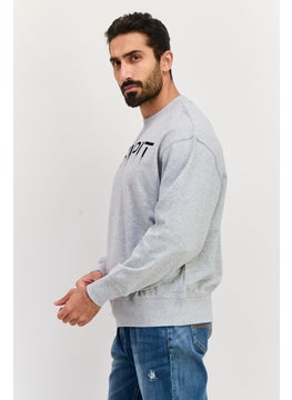 ESPRIT Men Crew Neck Brand Logo Long Sleeve Sweatshirt, Grey  - Image 4