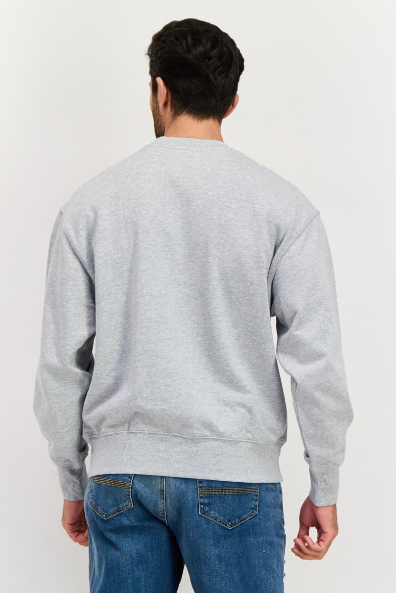 ESPRIT Men Crew Neck Brand Logo Long Sleeve Sweatshirt, Grey - Image 2