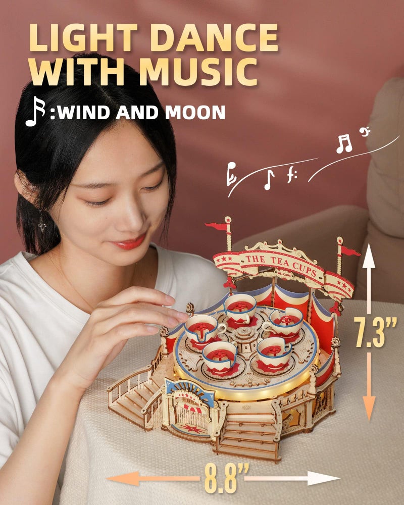 ROKR 3D Wooden Puzzles for AdultsLED Wooden Music Box KitsWood Model Kits to Build3D Puzzles for Teens and AdultsChristmas STEM Toy Gifts - Image 3