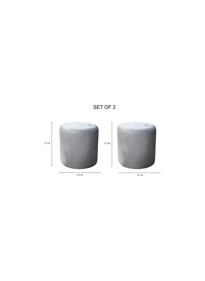 ROYALOAK Royaloak Novo Ottoman Set of 2 | Velvet Upholstered | Modern Grey Design | Comfortable & Durable | Ottoman Stool | Space-Saving Furniture 
