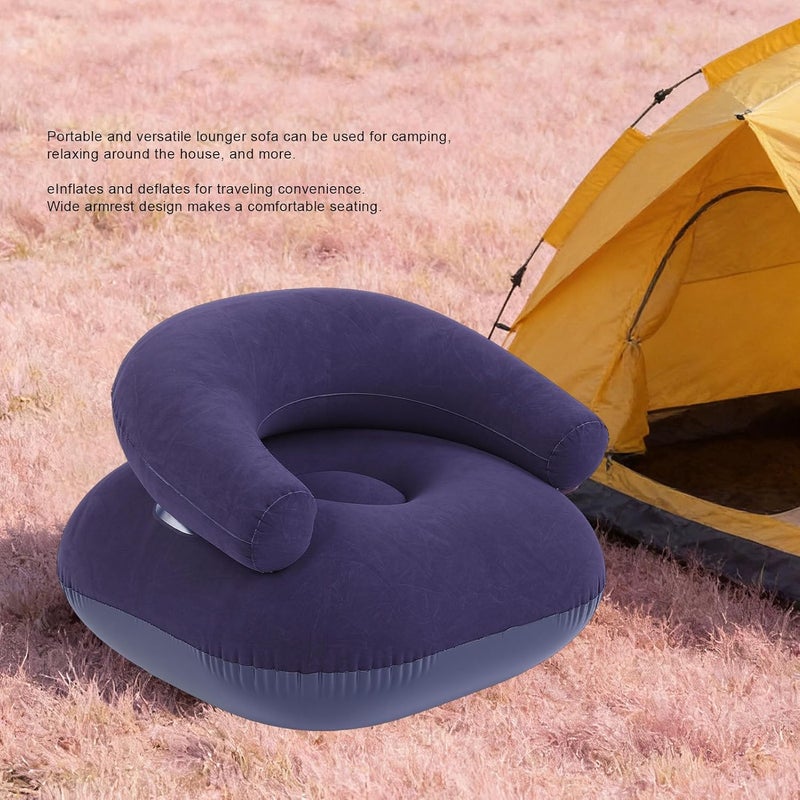RiToEasysports Inflatable Lounge Chair, Portable with U Shaped Backrest Inflatable Sofa Navy Blue for Home Office Living Room Outdoor Use - Image 4