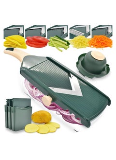 KASTWAVE Adjustable Mandoline Food Slicer for Kitchen, Ultra Sharp V-blade Vegetable Slicer with Container, Slicer Vegetable Cutter, Julienne slicer, Potato Slicer for Apple, Onion, Tomato lemon Slicer  - Image 1