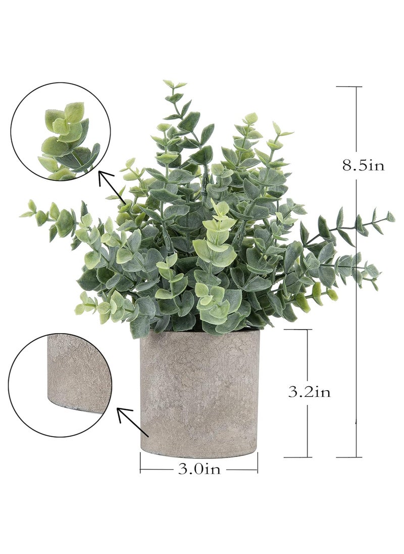 Arabest 2pcs Artificial Eucalyptus Potted Plants Small Fake Plants in Pots Faux Eucalyptus Potted Plant Set for Home Shelf Decoration Office Table Desktop Decoration  - Image 4
