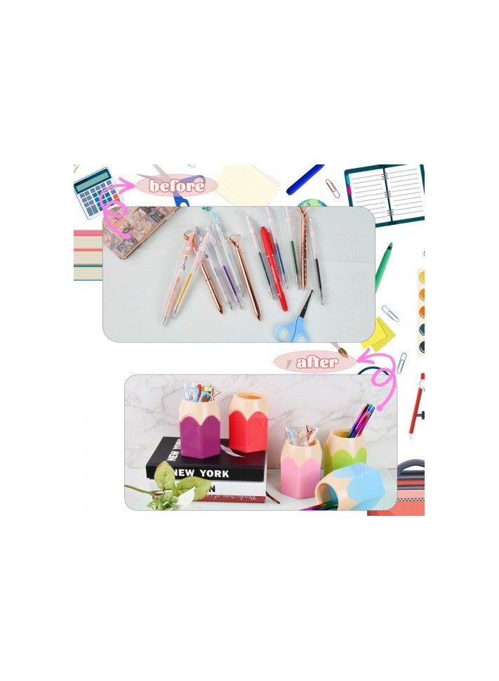 منظم مكتبي إبداعي على شكل حامل أقلام - حامل أقلام قابل للفصل، كوب متعدد الأغراض، تصميم لطيف، 5 ألوان (بلاستيك، 7.5×5.5×10.4 سم) - Image 3