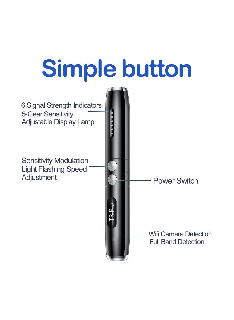 Generic - T8 Pro Anti-Spy Detector - Hidden Camera and Bug Detector, 5 Sensitivity Levels, 3 Professional Modes, 25 Hours of Operation, RF Signal and Listening Device Protector for Privacy. - Image 1