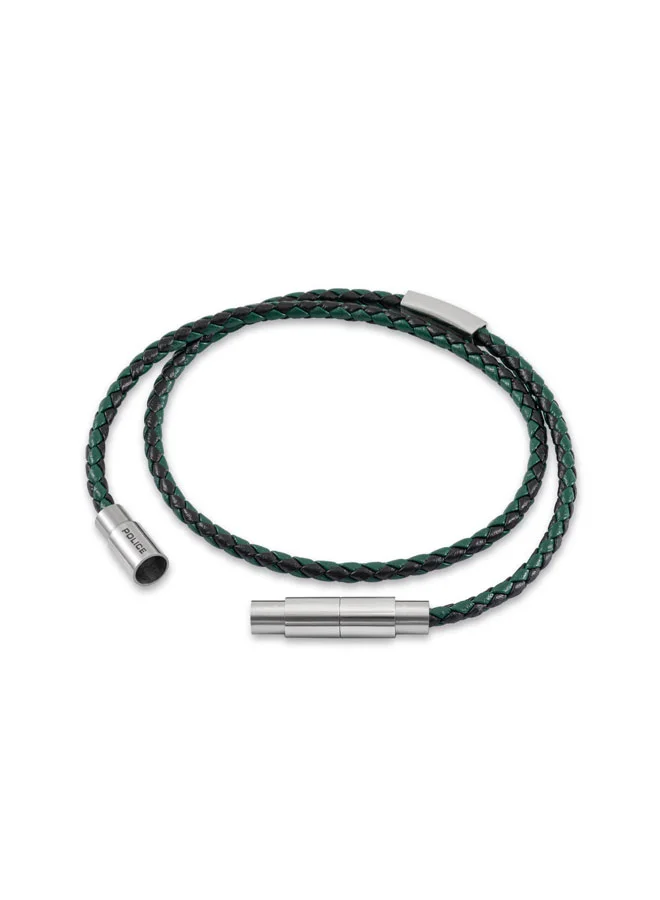 Police  Duplex Black & Green Double Wrap Leather Bracelet for Men for Men | Best Price UAE