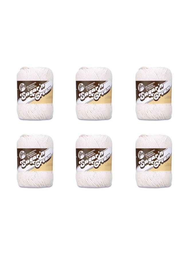 Lily Sugar'N Cream Yarn, 6 Pack, Ecru 6 Count - Image 1