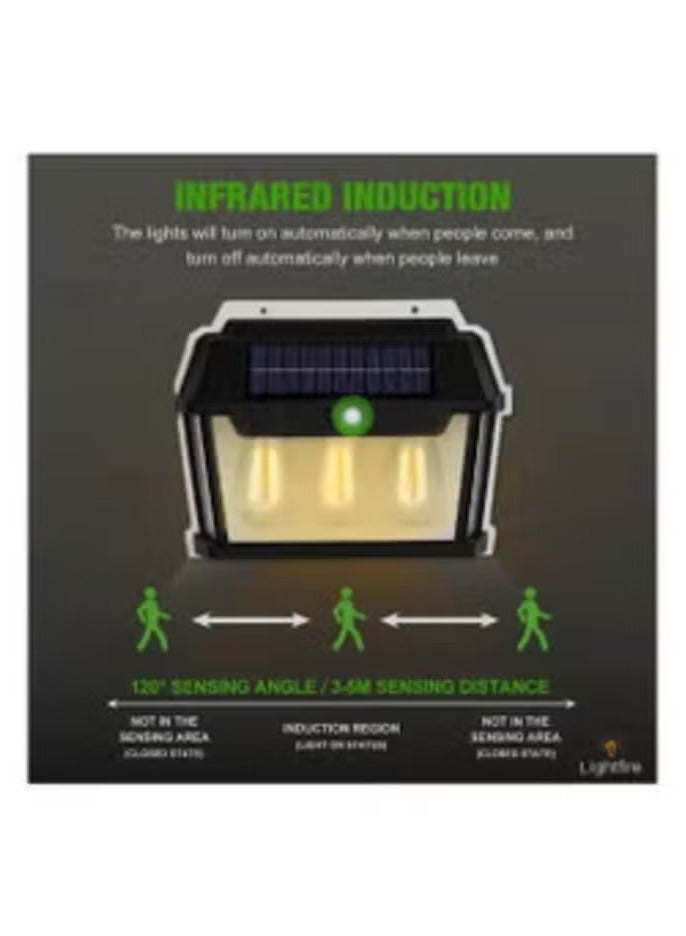 Raxoom BK888-3 Solar-Powered 3-Bulb Wall Lamp – Eco-Friendly Outdoor Lighting with Interactive Solar Technology - Image 3