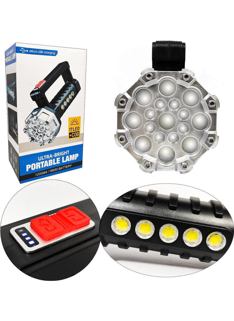 Ranchi Flashlight Rechargeable 17LED+5COB LED RC-3030  - Image 3