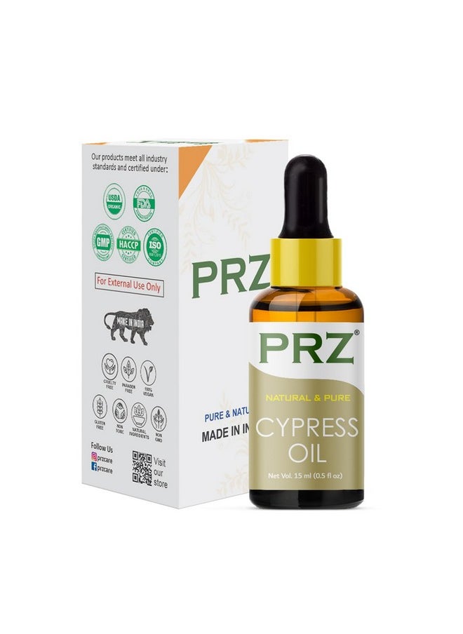 PRZ Cypress Essential Oil - Pure Natural & Therapeutic Grade Oil For Aromatherapy, Skin Care & Hair Care, 15 Ml  - Image 2
