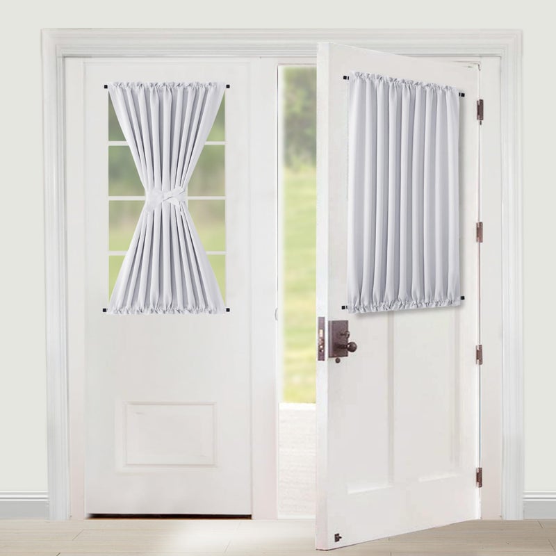 XWZO Room Darkening Curtains for French Doors  Privacy and Thermal Curtains for Glass Door  Rod Pocket Curtains with Tiebacks  54 x 40 inches Long  White  1 Panel - Image 1