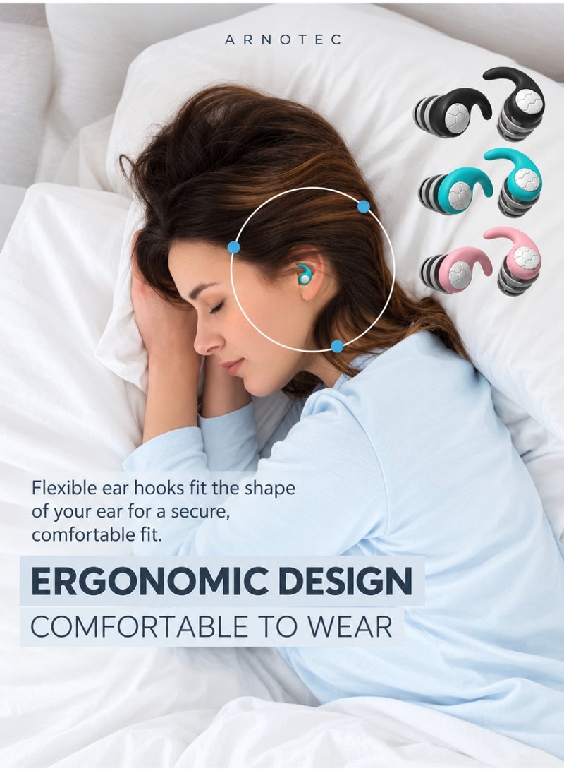 ARNOTEC Adult Size L Silicone Noise Reduction Ear Plugs – 3-Layer Umbrella Design, Soft & Skin-Friendly, Waterproof & Washable Earplugs for Sleep, Work, Travel & Daily Noise Control - Image 2