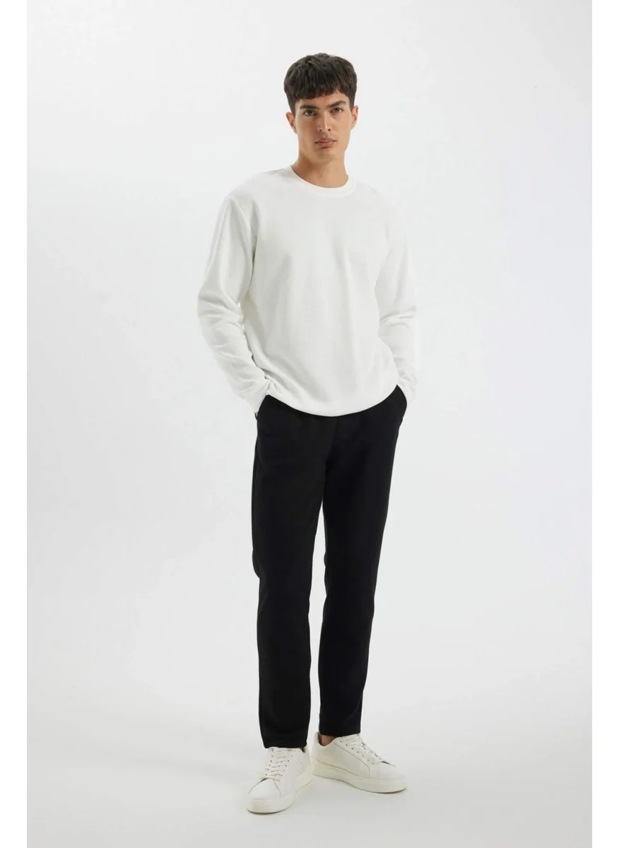 DeFacto Regular Fit Crew Neck Waffle Basic Plain Long Sleeve T-Shirt D2801AX24AU